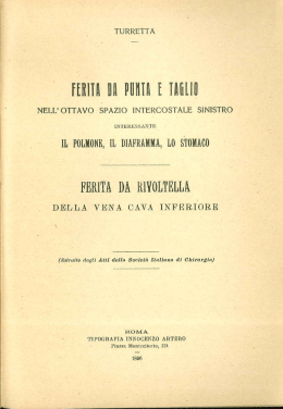 FERITÀ DÀ RWÙLTELLÀ DELLA VENA CAVA