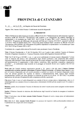 Decreto nomina - Provincia di Catanzaro
