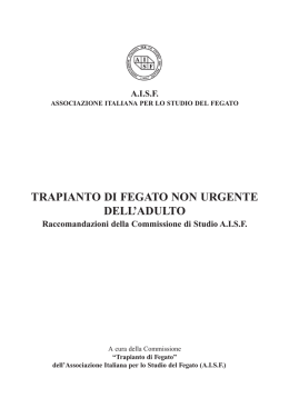 trapianto di fegato non urgente dell`adulto