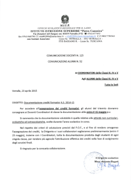 Documentazione crediti formativi a.s. 2014/15
