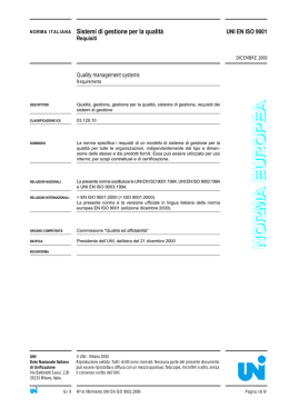 UNI EN ISO 9001 - Sistemi di gestione per la qualit&agrave; Requisiti