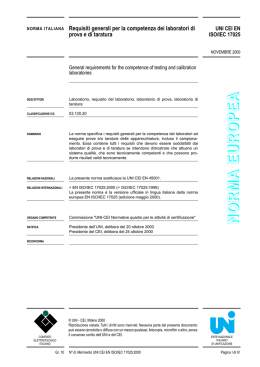 UNI CEI EN ISO/IEC 17025 - Requisiti generali per la competenza