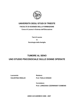 tumore al seno uno studio psicosociale sulle donne operate