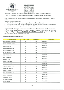 Scarica Elenco Ammessi e Non Ammessi Alla Prova Orale TSRM