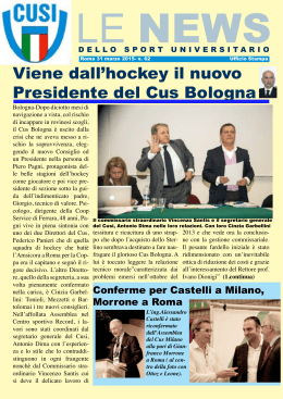 Viene dall`hockey il nuovo Presidente del Cus Bologna