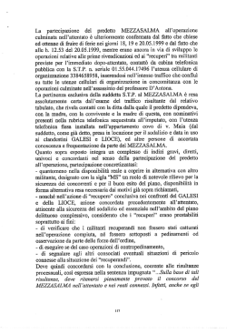 La partecipazione del predetto MEZZASALMA all`operazione