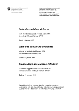 Die vorliegende Liste enth&auml;lt s&auml;mtliche Versicherer, die sich an der