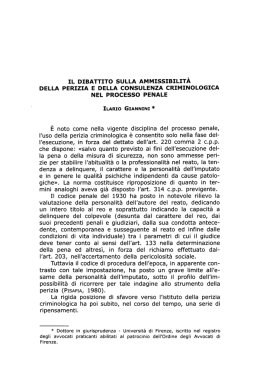 il dibattito sulla ammissibilita della perizia e della consulenza