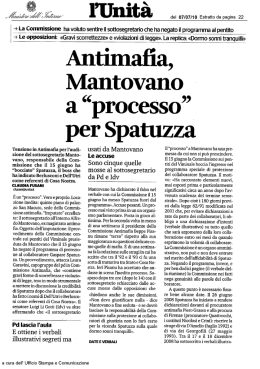 ANTIMAFIA, MANTOVANO A PROCESSO PER SPATUZZA