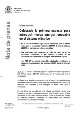 Nota de prensa completa  - Ministerio de Industria, Energ&iacute;a y