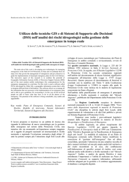 Utilizzo delle tecniche GIS e di Sistemi di Supporto alle Decisioni