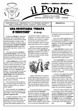 gennaio - febbraio 2015 - Unit&agrave; patorale Budrio, Canolo, Fosdondo