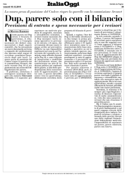Dup, parere solo con il bilancio