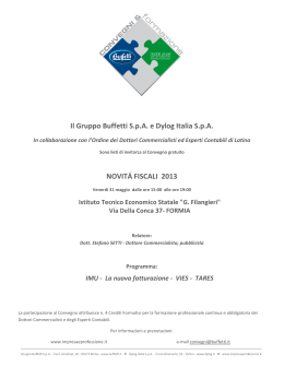 Il Gruppo Buffetti S.p.A. e Dylog Italia S.p.A. NOVITÁ FISCALI 2013