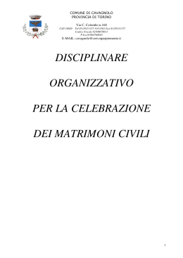 disciplinare organizzativo per la celebrazione dei matrimoni civili