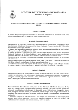 Disciplinare organizzativo matrimoni