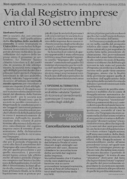 Via dal Registro imprese entro il 30 settembre