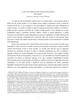 La tesi a favore dell`esecuzione forzata in forma specifica Alan