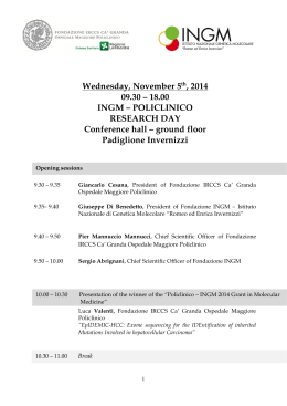 POLICLINICO RESEARCH DAY Conference hall – ground