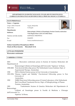 Curriculum Vitae Pagina 1 DIPARTIMENTO DI BIOTECNOLOGIE