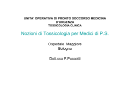 Nozioni di Tossicologia per Medici di P.S.