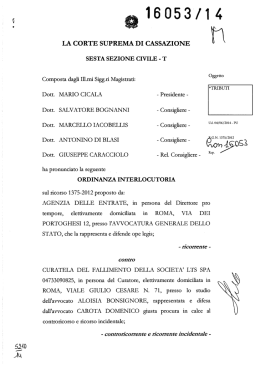 Corte di Cassazione, sez. VI, ordinanza 11/07/2014, n. 16053