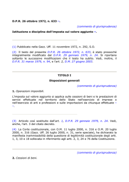 D.P.R. 26 ottobre 1972, n. 633 (1). (commento di giurisprudenza