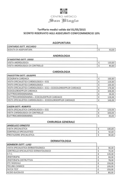 Listino Centro Medico San Biagio SPA