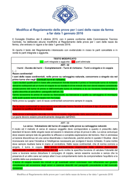 Modifica al Regolamento delle prove per i cani delle razze da
