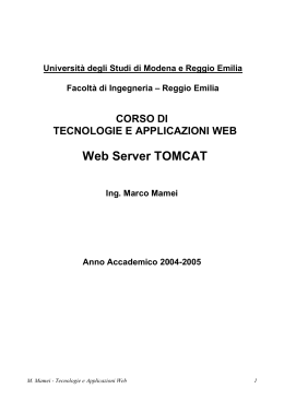 Web Server TOMCAT - Università degli studi di Modena e Reggio