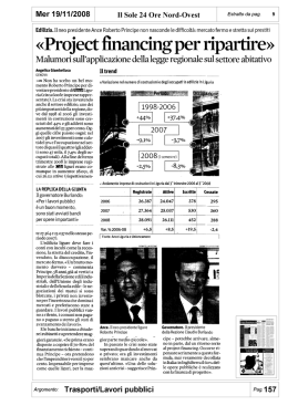 «Project ﬁnancing per ripartire»