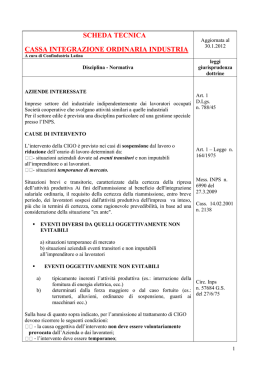 SCHEDA TECNICA CASSA INTEGRAZIONE ORDINARIA INDUSTRIA