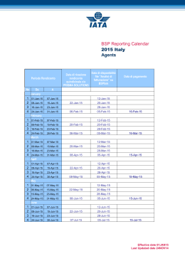 BSP Reporting Calendar 2015 Italy Agents