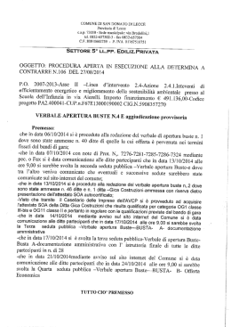 Verbale apertura Buste n.4 e aggiudicazione provvisoria Busta