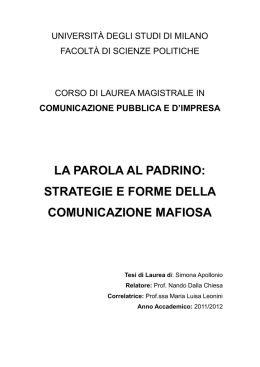 la parola al padrino: strategie e forme della comunicazione mafiosa