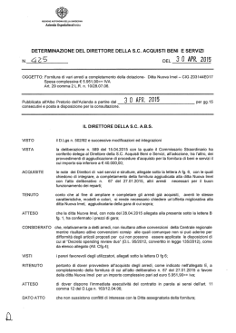 Determinazione n.425 del 30/04/2015