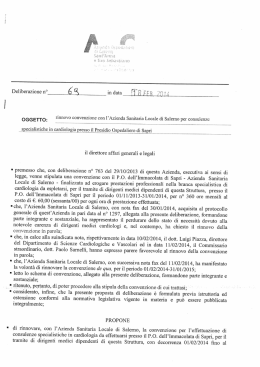 OGGETTO_ rinnovo convenzione con l`Azienda Sanitaria Locale di