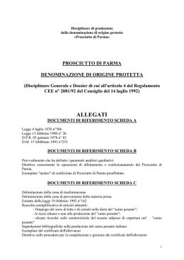 Scarica il disciplinare - Consorzio del Prosciutto di Parma