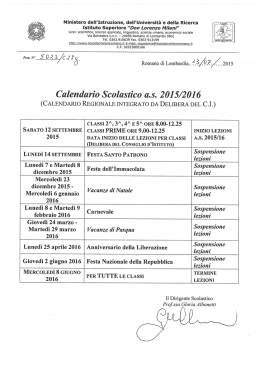 Calendario Scolastico a.s. 2015-2016