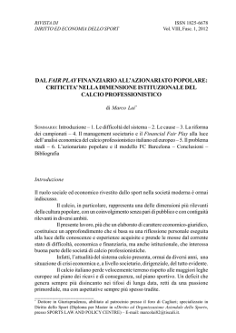 dal fair play finanziario all`azionariato popolare