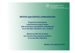 Attività specialistica ambulatoriale – Contenimento