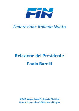 Relazione Consuntiva - Federazione Italiana Nuoto