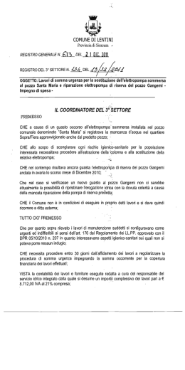 lavori di somma urgenza per la sostituzione dell`elettropompa