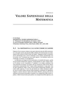 Valore Sapienziale della Matematica