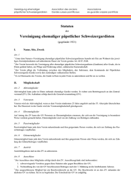 Statuten - Vereinigung ehemaliger p&auml;pstlicher Schweizergardisten