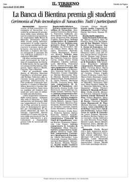 La Banca di Bientina premia gli studenti