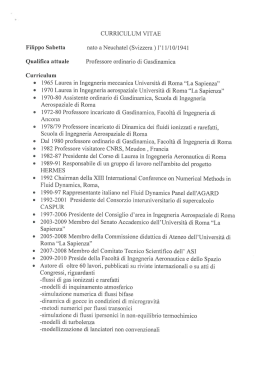 Curriculum vitae prof. Filippo Sabetta