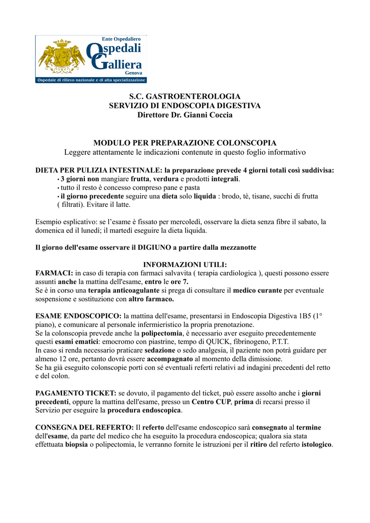 dieta liquida per preparazione colonscopia dieta liquida per preparazione colonscopia