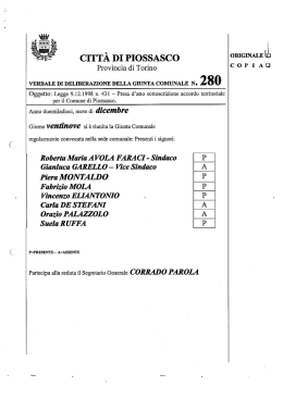 Presa d`atto sottoscrizione accordo territoriale per il Comune di
