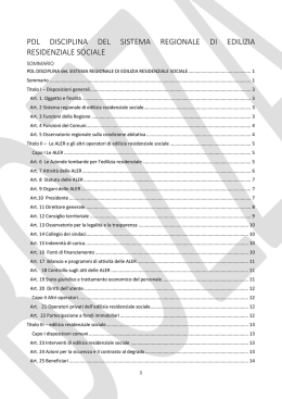 pdl disciplina del sistema regionale di edilizia residenziale sociale